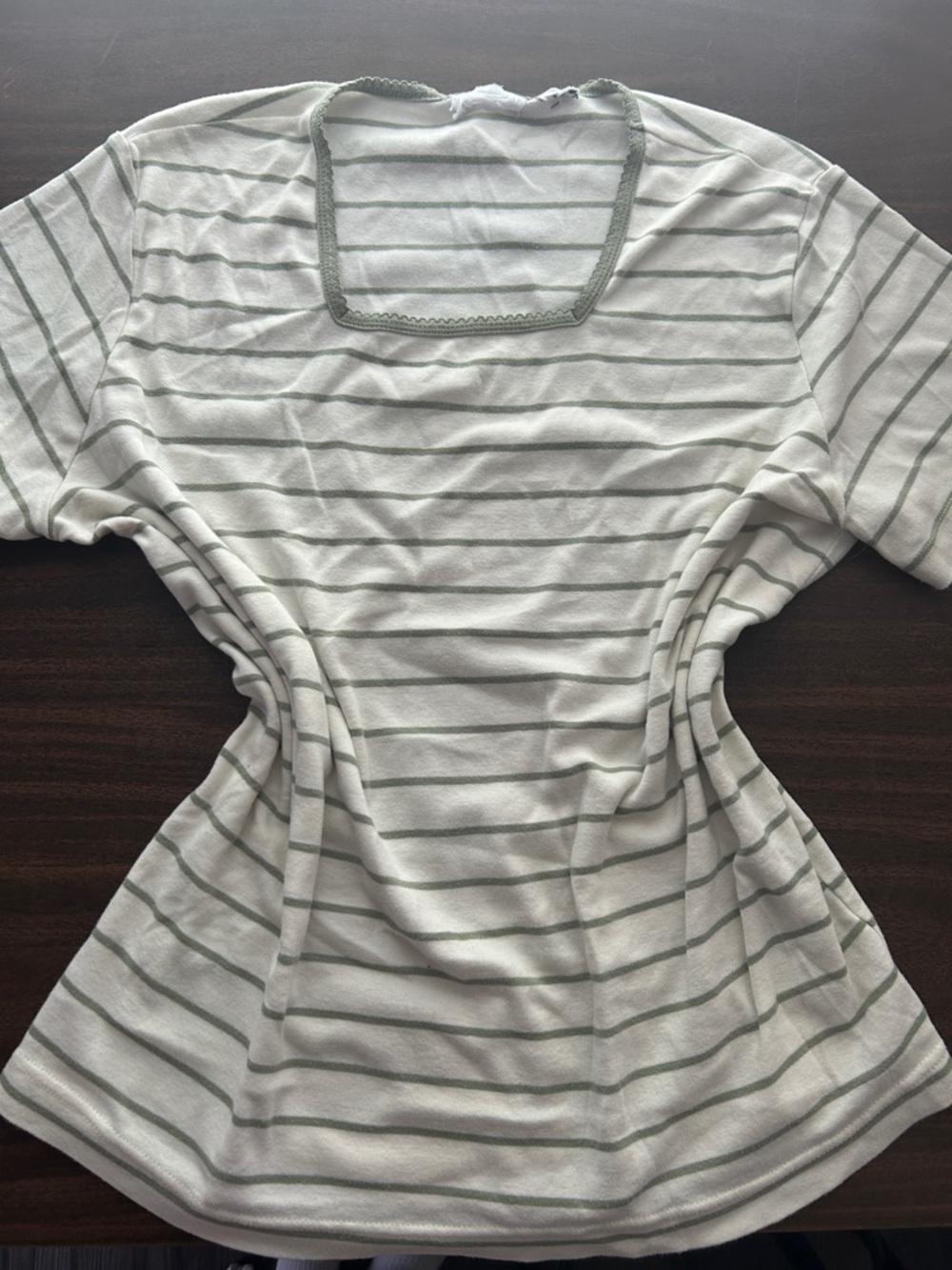 Women’s White & Light Gray Striped Square Neck Top
